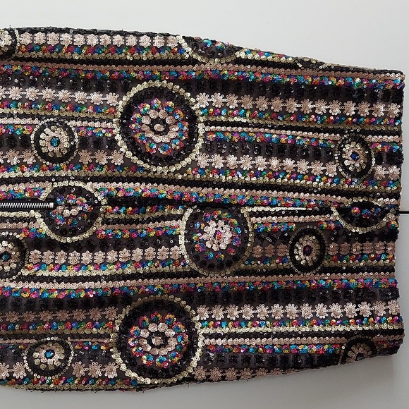 Endless Rose Multicolored Sequined Pencil Skirt Size Small Black Gold Rainbow - Picture 9 of 16